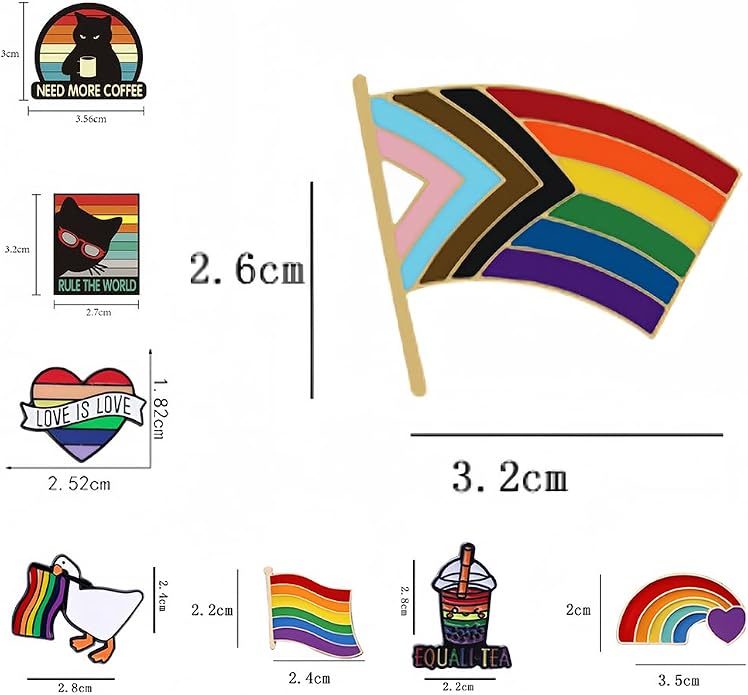 8PCS Pride Pins for Backpack