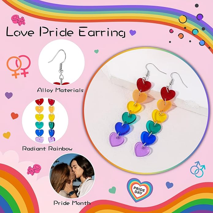 2 Pairs Rainbow Pride Earrings for Women