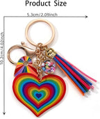 Heart Pride Keychain Colorful Rainbow Key Ring