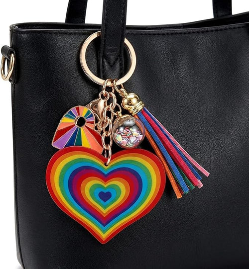 Heart Pride Keychain Colorful Rainbow Key Ring